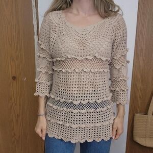 Womens Crochet Knit Top Size Medium
